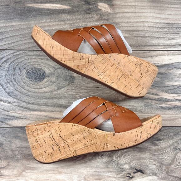 NIB Korks by Kork-Ease Noelle 8M Comfort Wedge Slide Sandals Light Brown PU - Picture 5 of 9